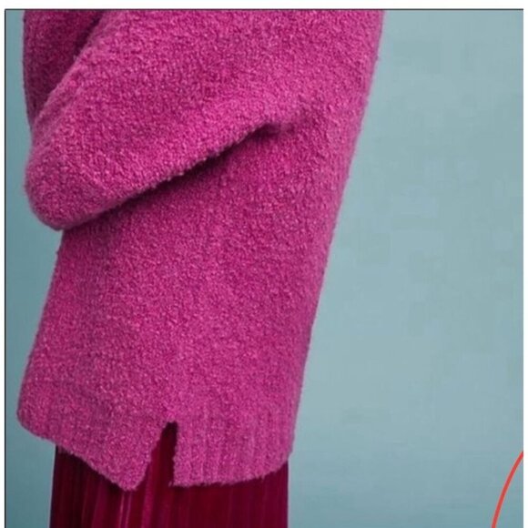 Anthropologie Wool Alpaca Sweater XS Sleeping On Snow Side Slit Fuzzy Purple - Picture 3 of 13